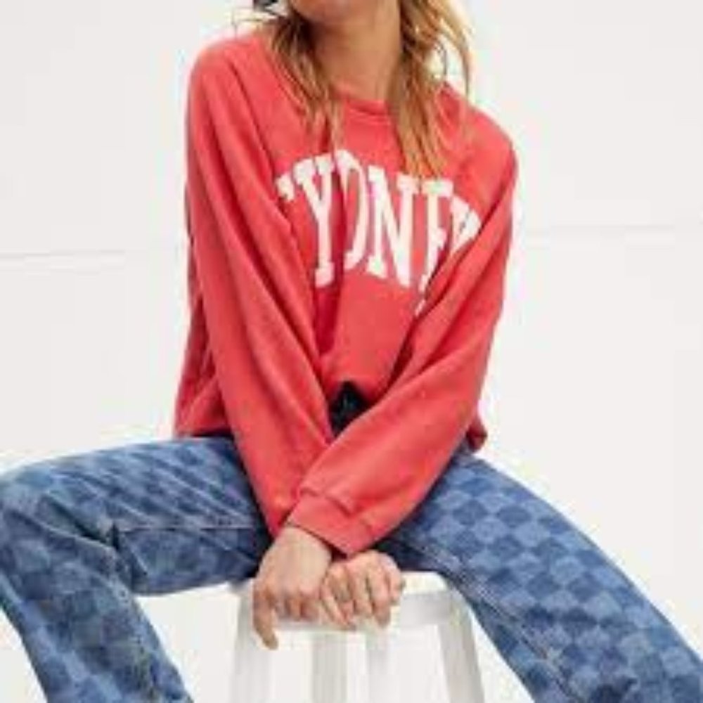 Free People Classic Crew Sweatshirt in Vintage Red Sydney